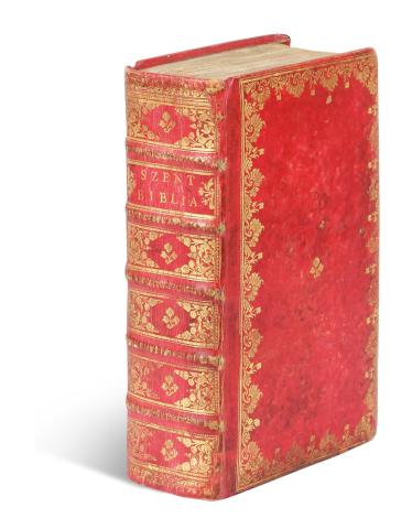 Szent Biblia, az-az: Istennek Ó és Új testamentomában foglaltatott egész Szent Írás.  Basilea [Bázel], 1770. Rodolf János, és a Fia. Im-Hof Rodolf János és a' Fia