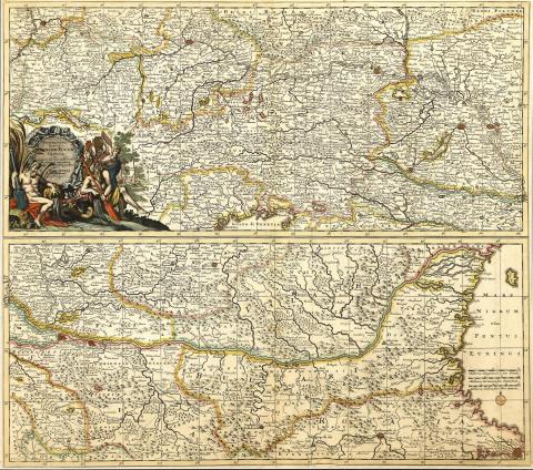 Danckerts, Theodorus: Exactissima Totius Danubii Fluvii Tabula et minores in eum influentes Fluvii, cum Omnibus adjacentibus Regionibus.  Amstelodami, ca. 1690-1700 