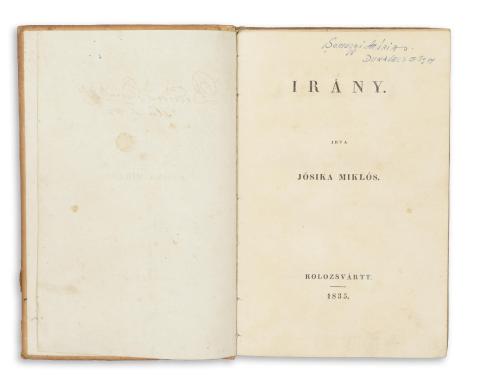 Jósika Miklós : Irány.  1835 Kolozsvártt 
