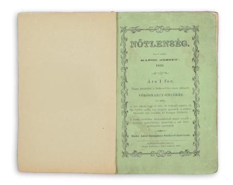 Rapos József : Nőtlenség. Dedikált pld.  Székes-Fehérvárott, 1861. Özv. Számmer Pálné betűivel. 