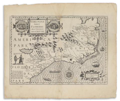 Hondius, Jodocus: Virginiae Item et Floridae Americae Provinciarum, nova Descriptio  [Amstelodami, 1619.] 