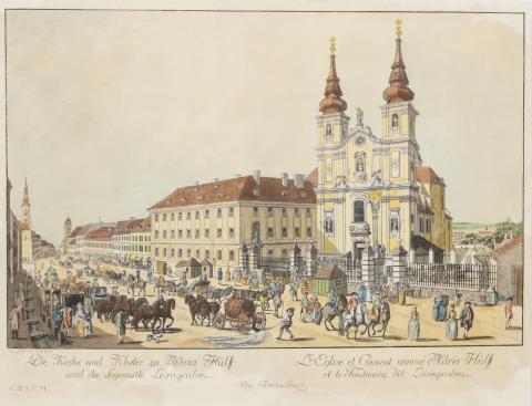 Ziegler, Johann: Die Kirche und Kloster zu Maria Hülff und die Sogenante Leimgruben. / L`Eglise et Cauvent nommé Maria Hülff et le Faubourg dit Leimgruben  1783 