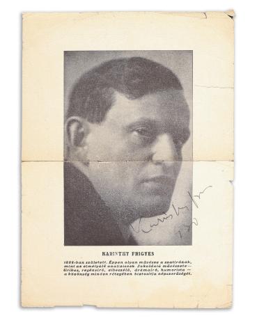 Karinthy Frigyes aláírt különnyomatos portréja 1926 Budapest 