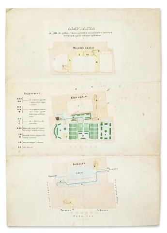 Az 1848-iki julius 2-ikára egybe hitt országgyűlési követek teremének a pesti redoute-épületben.  1848 Pest, Walzel A. 