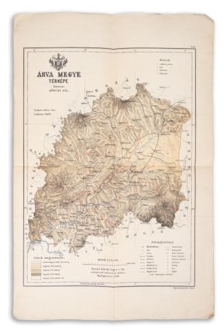 Gönczy Pál - Kogutowicz Manó: Árva vármegye térképe  Budapesten, 1889. Posner Károly Lajos és Fia térképészeti műintézetében 