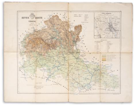Gönczy Pál - Kogutowicz Manó: Heves megye térképe  Bp. 1886. Posner Károly Lajos és Fia. 