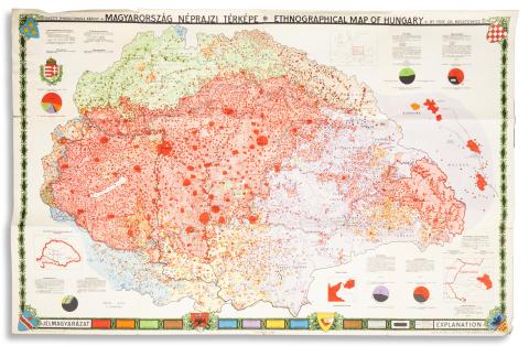 Kogutowicz Károly: Magyarország néprajzi térképe. - Ethnographical Map of Hungary. Tervezte: ~.  1927 Budapest, Kókai L 