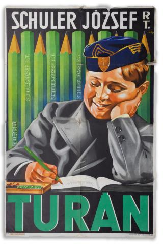 Schuler József R.T. Turán írószerének reklámplakátja  Budapest, [cc. 1940-es évek eleje]. Rigler R.T. 