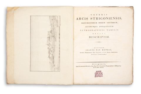 Máthes [János] Joanne: Veteris arcis Strigoniensis, monumentorum ibidem erutorum, aliarumque antiquitatum lythographicis tabulis ornata descriptio.   Strigonii (Esztergom), 1827, Josephum Beimel 
