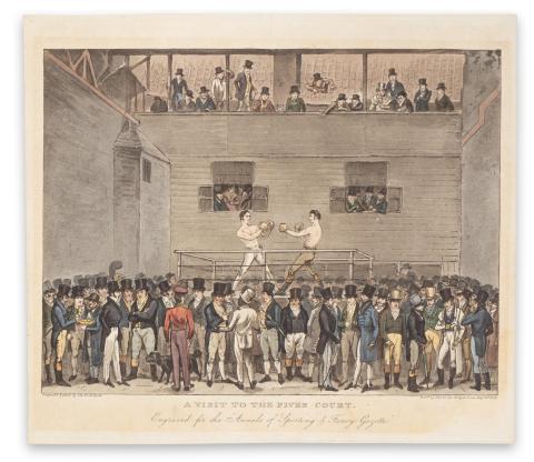 Cruikshank, Isaac Robert : A Visit to the Fives Court. Engraved for the Annals of Sporting & Fancy Gazette  London, Sherwood, Neely & Jones, 1822 