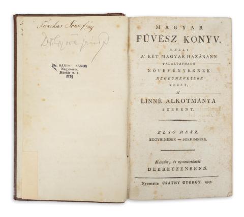 [Diószegi Sámuel – Fazekas Mihály]: Magyar fűvész könyv....   Debreczenbenn, 1807, Csáthy György 