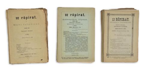 12 röpirat. Antisemitikus folyóirat. Szerkeszti és kiadja Istóczy Győző. 1880. okt 15. -1884. aug. 15. [37 füzet]  Budapest, 1881-1884. Bartalits Imre-Buschmann Ferenc 