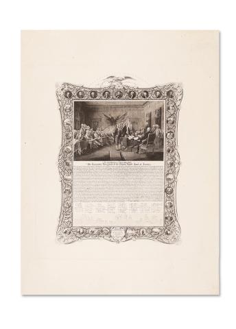 Az Amerikai Egyesült Államok függetlenségi nyilatkozata. 1841-es rézmetszet - 1841 engraving of the Declaration of Independence   