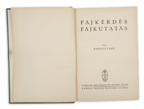 Bartucz Lajos: Fajkérdés, fajkutatás  [Budapest, 1935,] Kmeny. 