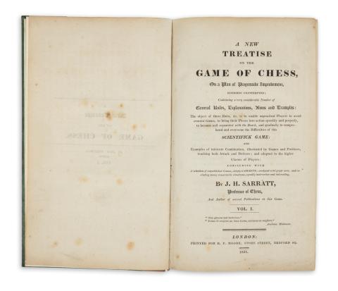 Sarratt, J[acob] H[enry] : A New Treatise ont he Game of Chess, … I-II. [egybekötve]  London,1821. R. P. Moore 
