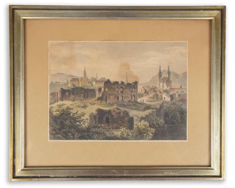 Székelyudvarhely látképe: Rohbock, Ludwig - Székelyudvarhely vár romjai  Darmstadt, 1856, Druck & Verlag von Gustav Georg Lange 