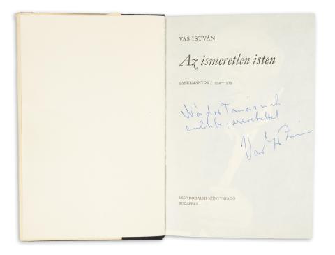 Vas István : Az ismeretlen isten. Tanulmányok / 1934–1973  Budapest, 1974. Szépirodalmi Könyvkiadó  