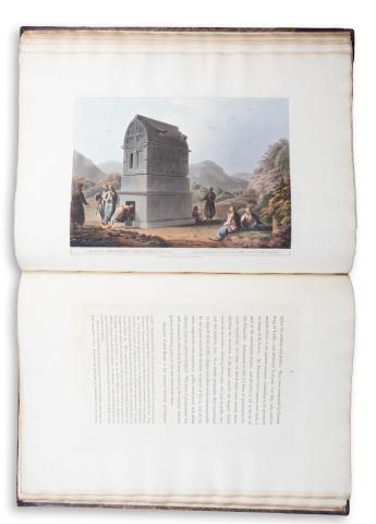 Mayer, Luigi: Views in Palestine, from the original drawings of-.-: with an historical and descriptive account of the country, and its remarkable places –  Views in the Ottoman Empire, chiefly in Caramania. A part of Asia minor hitherto unexplored; with some selections from the Islands of Rhodes and Cyprus... [Sammelband]  London, 1804 & 1803. Printed by T. Bensley for R. Bowyer. 