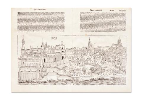 Schedel, Hartmann: Buda fametszetű látképe  Nürnberg, 1493. 