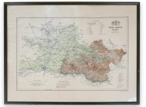 Gönczy Pál - Kogutowicz Manó:  Arad vármegye térképe.  Kőnyomat.  Bp. 1888. Posner Károly Lajos és Fia. 