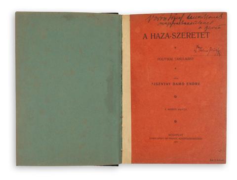Lisznyay Damó Endre : A haza-szeretet. Politikai tanulmány.  Budapest, 1902, Dobrowsky és Franke [Neuwald Illés] 