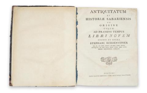  Schoenvisner, Stephanus [Schönwisner István]: Antiquitatum et historiae Sabariensis ab origine usque ad praesens tempus libri novem. [Szombathely monográfiája.]  Pestini, 1791, Typis Matthiae Trattner. 