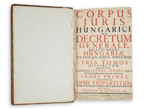  II. Rákóczi Ferenc erdélyi kancelláriája által használt Corpus Juris Hungarici  Tyrnaviae [Nagyszombat], 1696. Typis Academicis per Joannem Andream Hörmann. 
