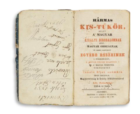 [Losontzi István]: Hármas kis-tűkör, melly a’ Magyar Királyi Birodalomnak az az: Magyar Országnak és hozzá kapcsoltt egyébb részeinek I. Földleirását, II. Mostani polgári állapotját ‘s III. A’ magyar nemzet’ történetét…  Pesten, [1846.] Trattner és Károlyi 