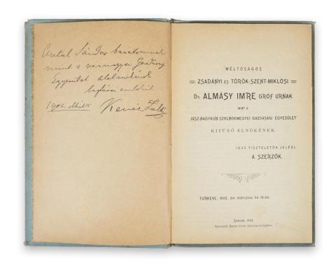 [Kenéz Zoltán – Kupa Árpád-Szabadfi Elek] : Nagykunsági ősi földünk és népe.  Szolnok, 1902. Bakos János kvny. 