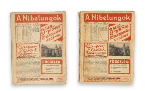 Balla Vilmos: A Nibelungok (Balla Vilmos közgazdasági regénye két részben)  Budapest, 1930, Légrády testvérek 