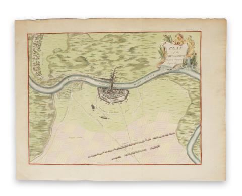 Zenta látképe: Bosc, Claude du - Plan of the Battle of Zenta   