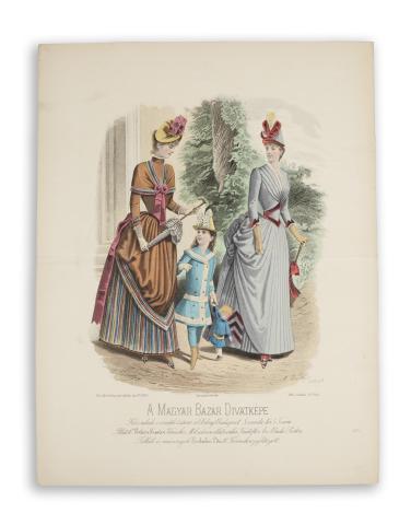 A Magyar Bazár Divatképe. Színezett lithográfia.  [Paris, 1885, Augte. Godchaux & Cie. imp. Systeme Guy.] 