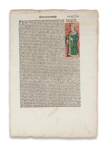 Schedel, Hartmann : Liber Chronicarum. Folium CCXLVII. színezett fametszet  Nürnberg, 1493. Anton Koberger. 