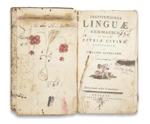 Osterlamm, Ephraim: Institutiones linguae Germanicae in usum patriae civium consrciptae. Editio secunda auctior & emendatior.  Posonii, 1786. Litteris Patzkoianis 