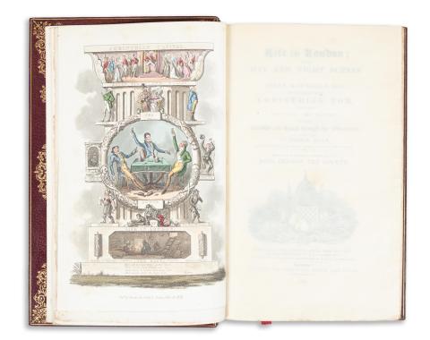 Egan, Pierce: Life in London; or, the day and night scenes of Jerry Hawthorn and his elegant friend Corinthian Tom.  London, Sherwood, Neely & Jones, 1822. 