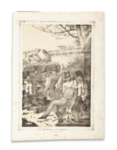 Ziegler, Anton: Viaskodás a katonasággal a „táborhidnal” / Der Kampf an der Taborbrücke, am 6. October 1848.    [Wien, 1850. Benko] 