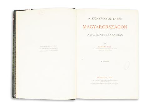 Gulyás Pál : A könyvnyomtatás Magyarországon a XV. és a XVI. században   Budapest, 1931. Országos Széchényi Könyvtár  