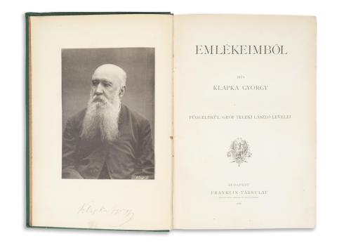 Klapka György: Emlékeimből. Irta: ~. Függelékül: Gróf Teleki László levelei.   Budapest, 1886. Franklin 