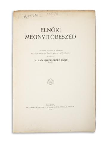 Klebelsberg Kuno gr.  :  Társulat 1917. évi közgyűlésén.   Budapest, 1917. Athenaeum. 
