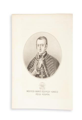 Szepesy Ignácz, négyesi báró pécsi püspök. Lithográfia  Pest, 1860, Rohn A. 