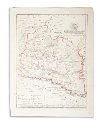 Baranya vármegye - Comitatus Baranyensis. Juxta Delineat. Georg. Eisenhut Ord. Geom. - Reduxit M. Voteski - Mettzette Berken.  Wien, 1802-1811. Görög Demeter és Márton József ny. 