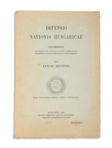 Jancsó Benedek: Defensio nationis Hungaricae. Felebbezés az emberiség elfogulatlanul gondolkozó tudományos közvéleményének ítélőszékéhez  Budapest, 1920, Pfeifer Ferdinánd [ Zeidler testvérek - Egyetemi ny.] 