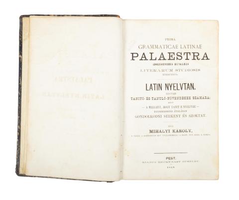 Mihályi Károly:  Prima grammaticae latinae palaestra, adolescentibus hungaris, literarum studiosis exercenda. Latin nyelvtan, mely a mellett hogy tanít a nyelvre, egyszersmind átalában is gondolkodni serkent és szoktat.  Pest, 1868, Heckenast Gusztáv. - Nagy-Enyeden, 1868, Wokál János [ Pollák és Volz K-Fehárvártt] 