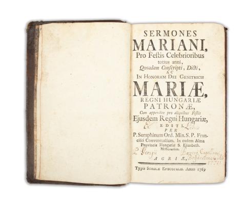 Bossányi Szerafin: Sermones Mariani, Pro Festis Celebrioribus totius anni, Quondam Conscripti,..  Agriae [Eger], 1769. Typis Scholae Episcopalis. 