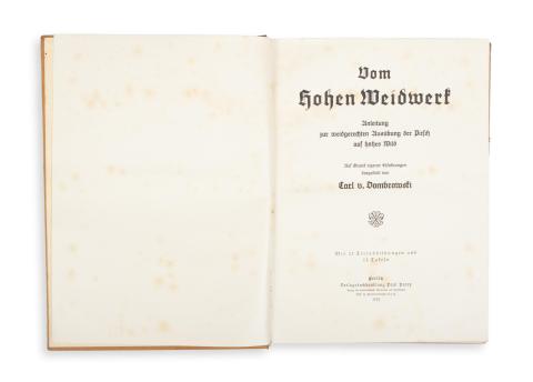 Dombrowski, Carl von: Vom Hohen Weidwerk. Anleitung zur weidgerechten Ausübung der Pirsch auf hohes Wild  Berlin, 1925. Paul Parey [Druck Ernst Siegfried Müller] 