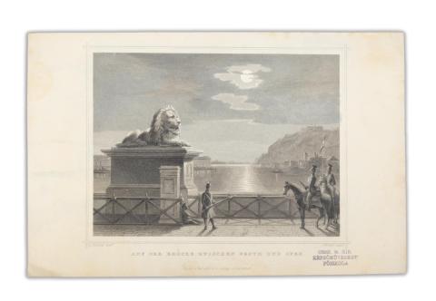 Rohbock, Ludwig: Auf der brücke zwischen Pesth & Ofen  Darmstadt, 1856. Druck & Verlag von Gustav Georg Lange. 
