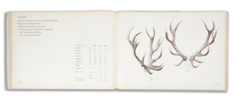  Lotze, Karl -  Sartorius, Otto: Stärkste Rothirschgeweihe der Welt. Auslese hochkapitaler Trophäen. 303 Abbildungen. (Ded.)   Hannover, M & H Schaper, 1963 