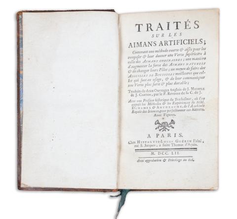 Michell, John - Canton, John - Rivoire, Antoine: Traités sur les aimans artificiels  Paris, 1752. Chez Hippolyte-Louis Guérin l'aîné.  