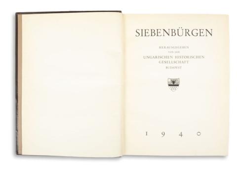Siebenbürgen. Herausgegeben von der Ungarischen Historischen Gesellschaft.  [Budapest], 1940. [Athenaeum Verlags - Honvéd Katographischen Institut.] 