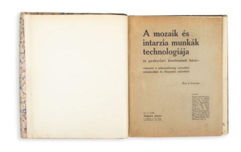 Szikora János: A mozaik és intarzia munkák technologiája és gyakorlati készítésének leirása önálló műasztalosok, asztalossegédek és érdeklődők részére a műbútorasztalosság művészi irányban való tovább fejlesztése céljából  Budapest, 1910. Szerző. 